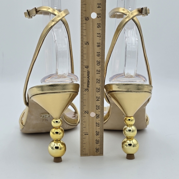 Badgley Mischka Callie Beaded Heel Sandals, Gold, Women's 7.5 - Picture 7 of 16